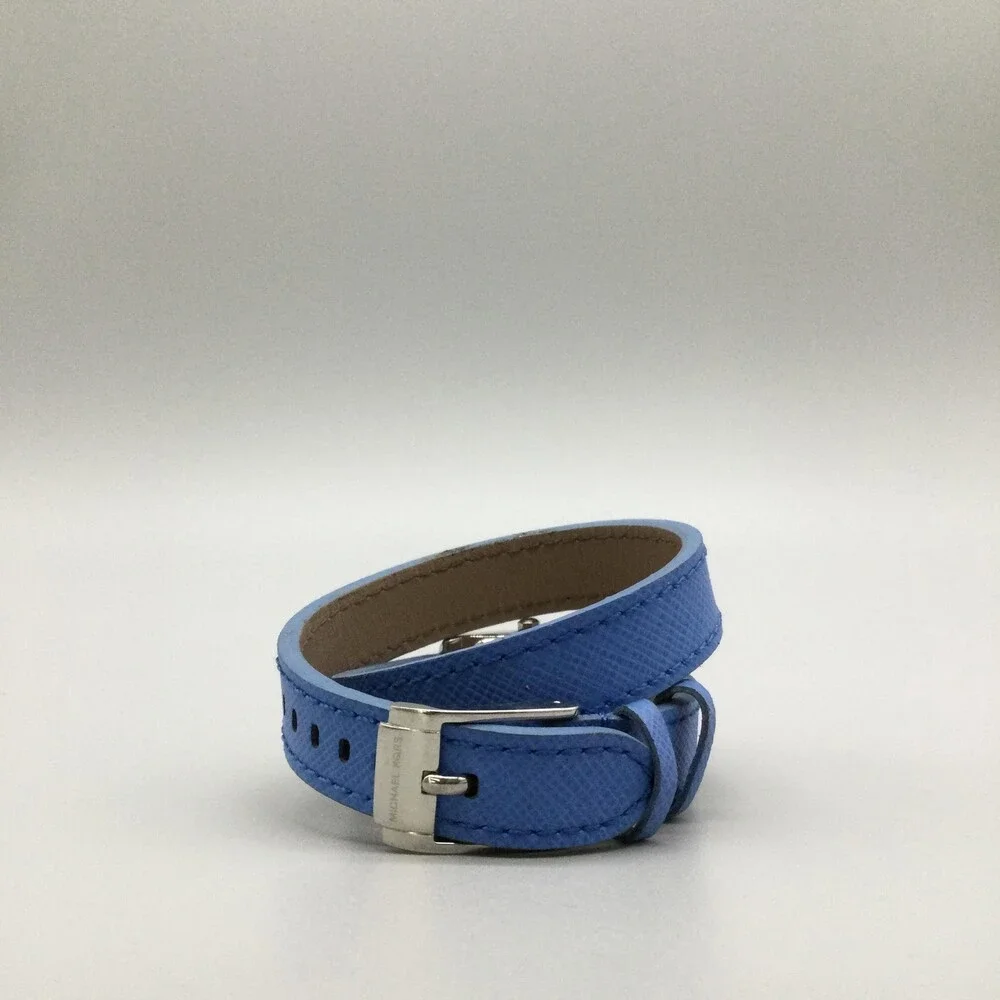 Michael Kors MK-2339 Womens Watch 20mm Silver Dial Blue Wrap Band New Battery